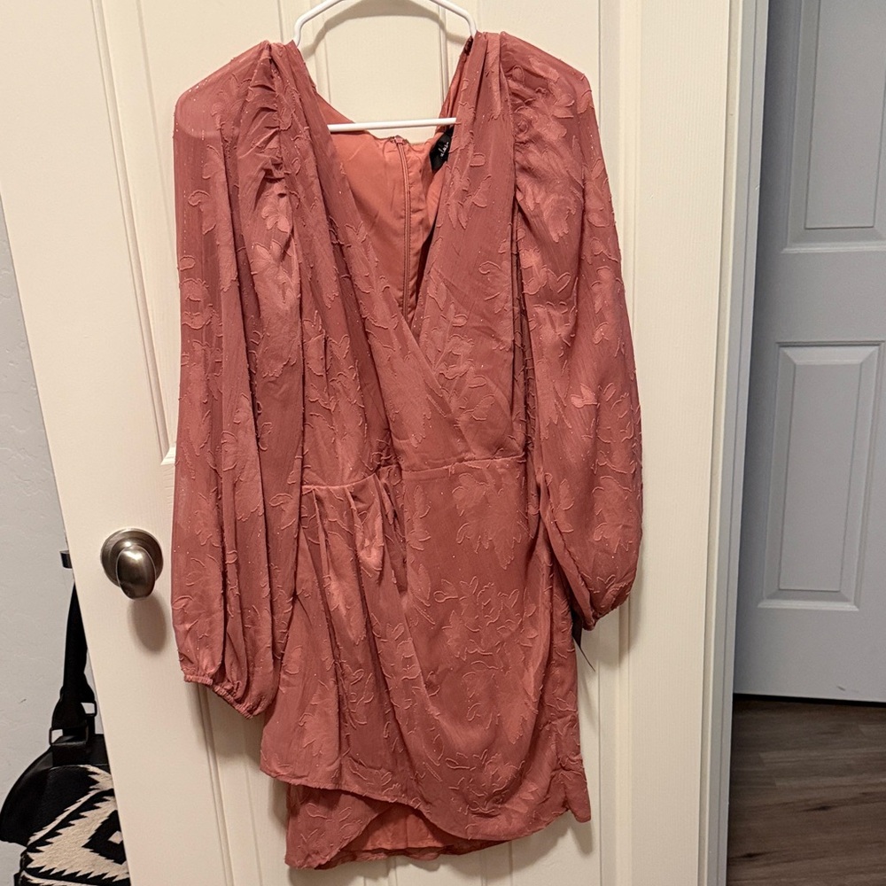 Lulu's Dusty Rose Long Sleeve Dress